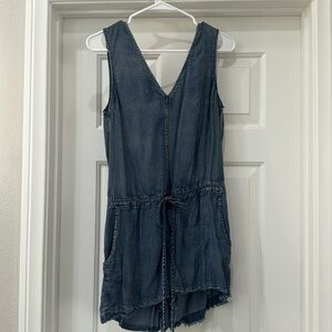 Chambray shorts romper